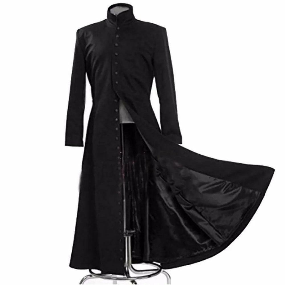 Neo Matrix Heavy Duty Cotton Keanu Reeves Black Gothic Steampunk Trench Coat
